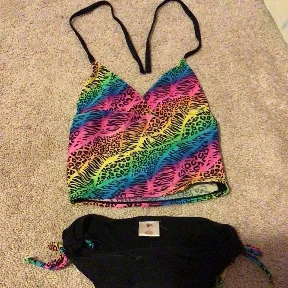 Kids sized 7 bikini for girls animal print rainbow